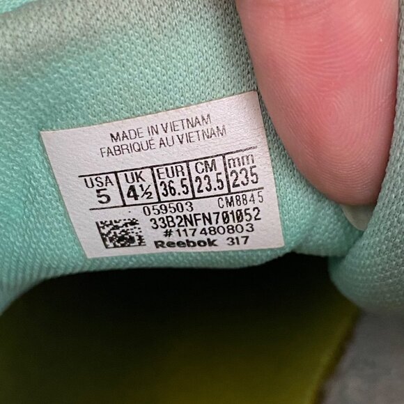 Reebok Classic Mint Pastel Athletic Sneakers Silver Sparkle Accents Big Girl 5 - Picture 7 of 11